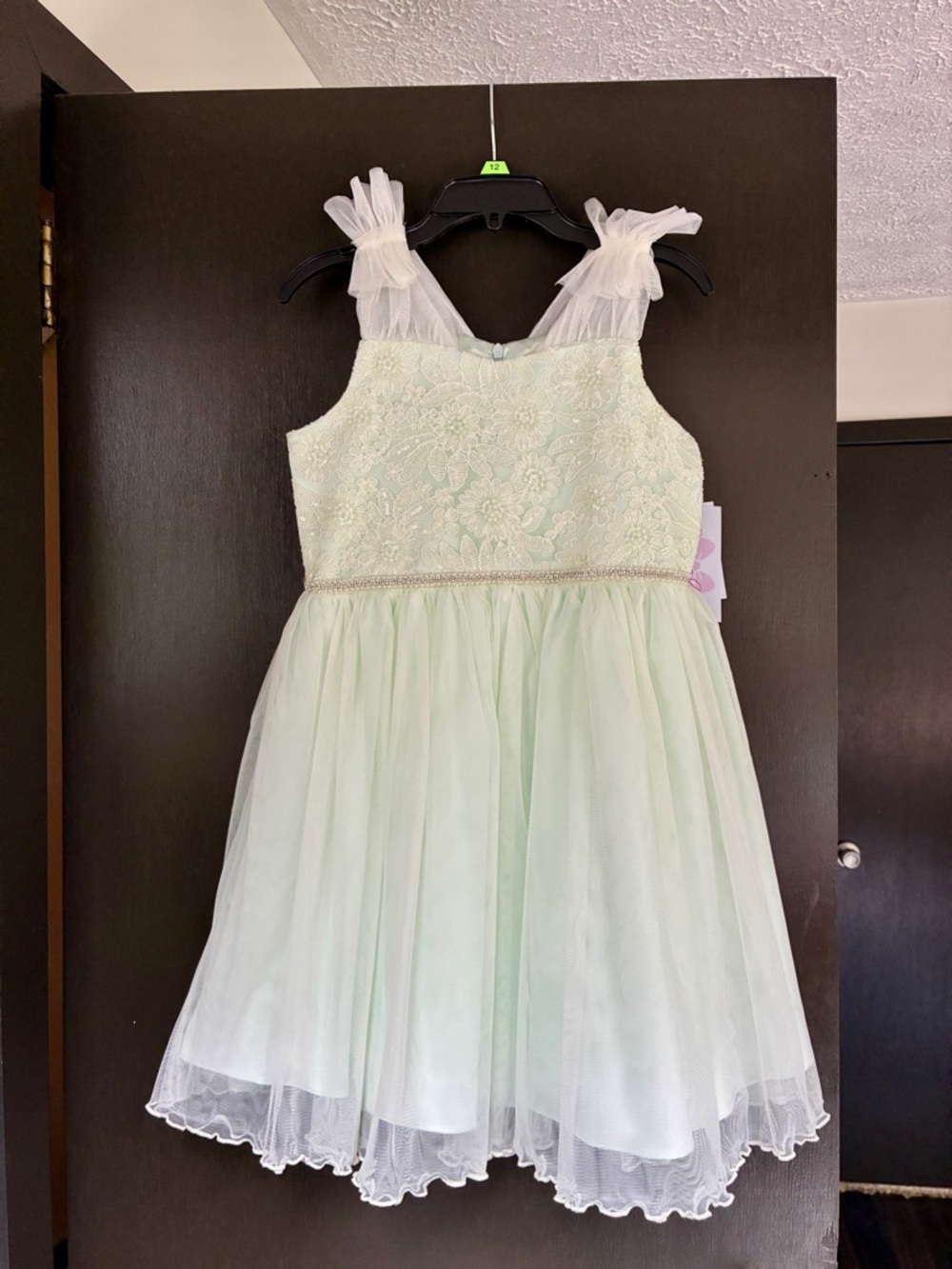 Bonnie Jean Light Mint Lace & Tulle Party Dress
